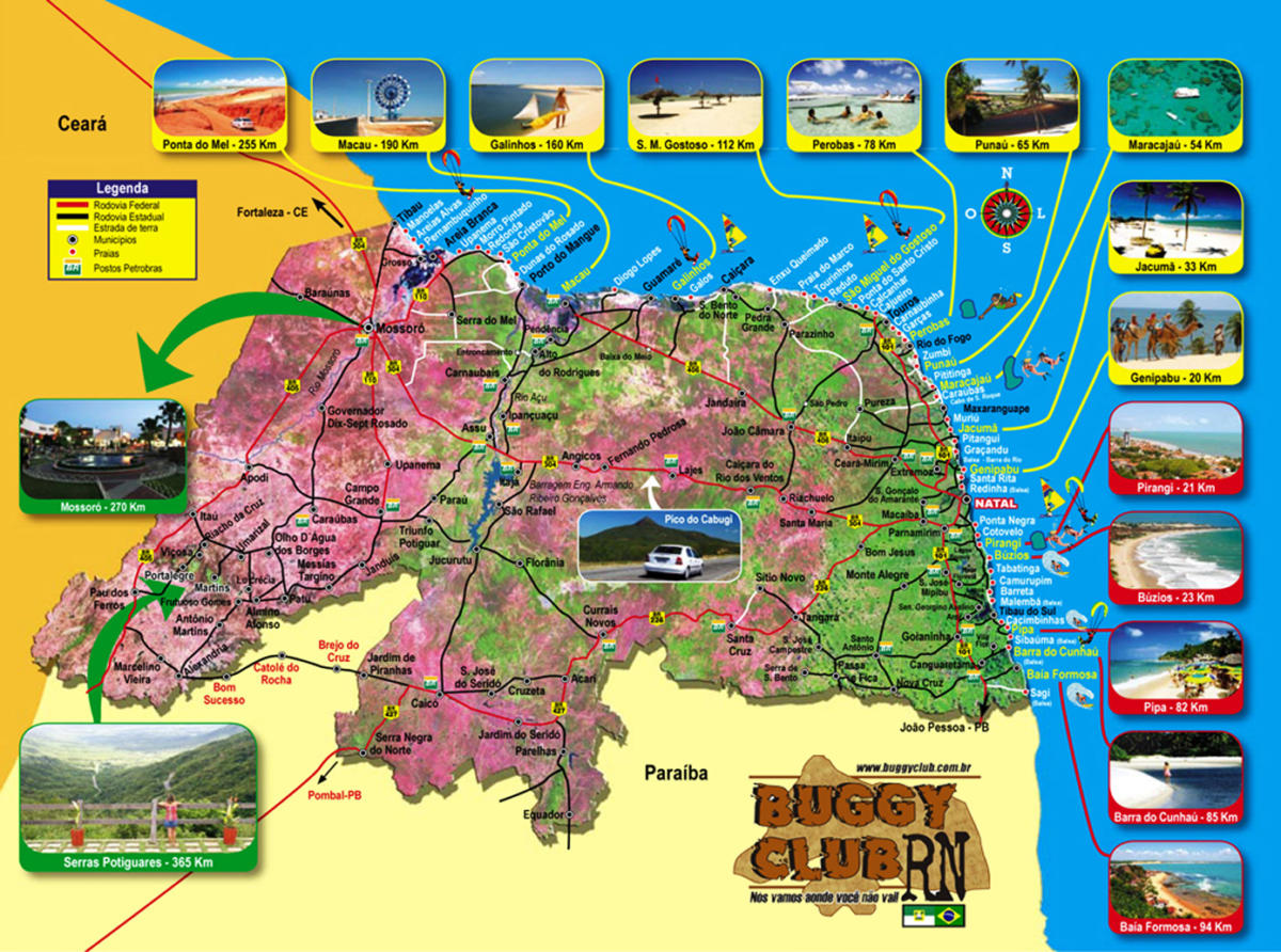 Mapas Natal Rn Rio Grande Do Norte Litoral Norte E Sul