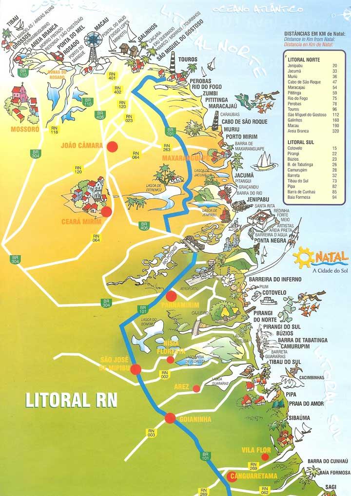 Mapas Natal Rn Rio Grande Do Norte Litoral Norte E Sul