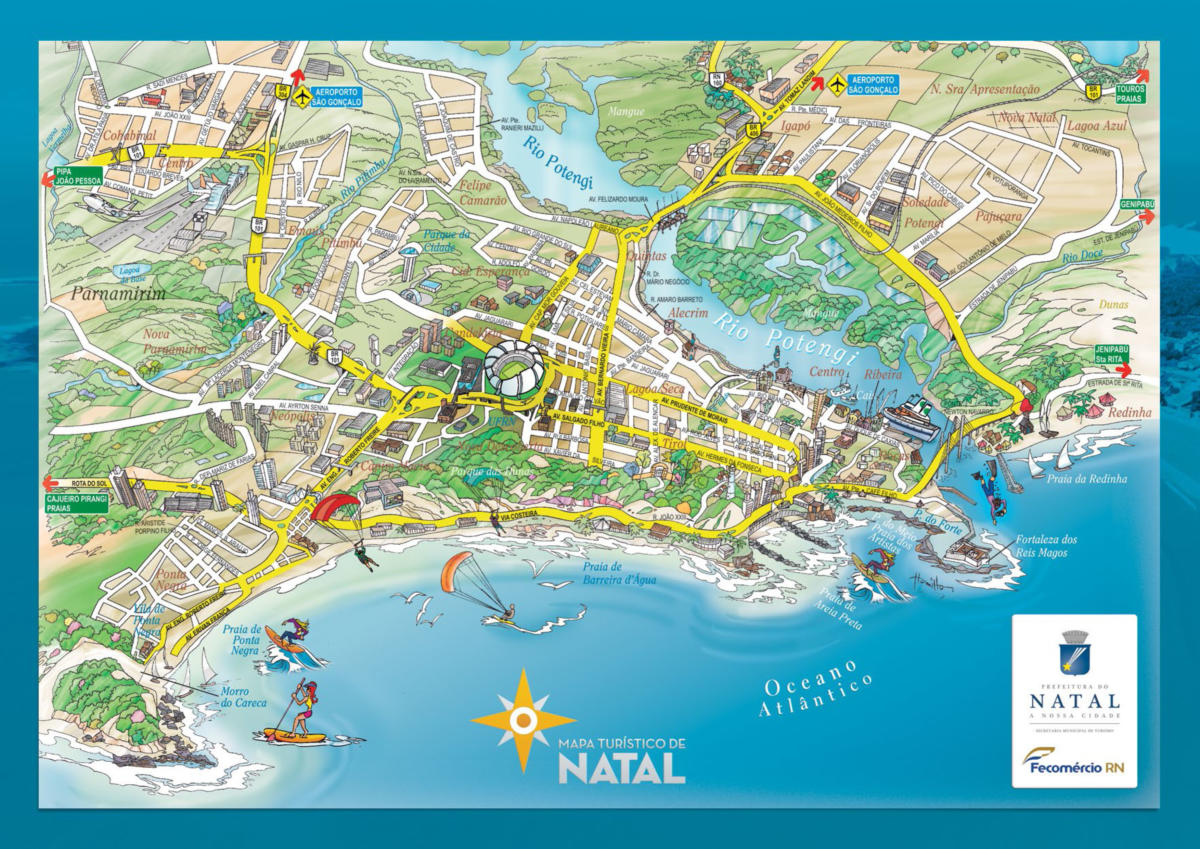 Mapas Natal Rn Rio Grande Do Norte Litoral Norte E Sul